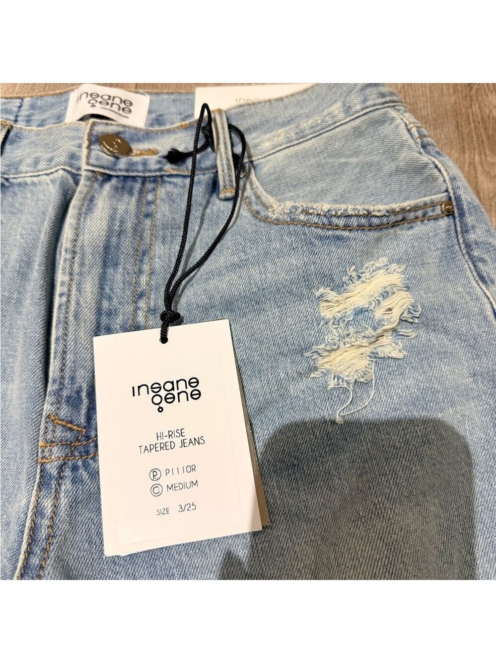 Insane Gene High Rise Tapered Jeans Light Wash NWT - Picture 7 of 9